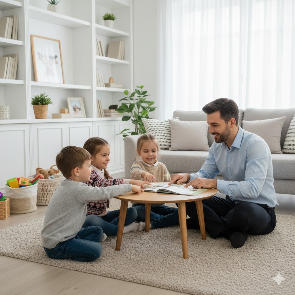 Boy studying with a tutor